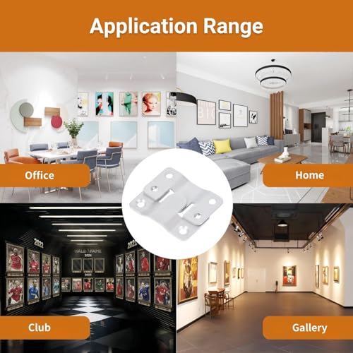 Image of 16Pcs Stainless Steel Interlock Hanging Buckle, Flush Concealed Mount Brackets, Z Clip Bracket for Picture Display Art Gallery