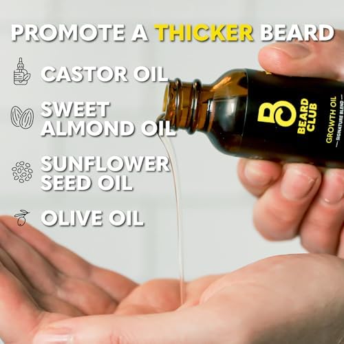 Image of The Beard Club Beard Growth Oil and Vitamin Gummies Bundle - Mens Grooming Kit with Natural Castor Oil and Biotin Gummy Supplement - Supports Thicker, Fuller Facial Hair Growth from Within