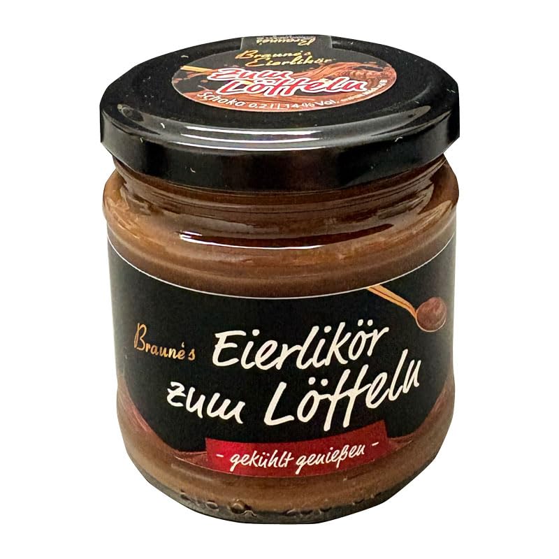 Braune‘s Eierlikör Schoko zum Löffeln 200 ml (14% vol.) – Cremig & Dickflüssig – Ideal zum Löffeln, für Desserts, Kaffee, Cocktails & Backen oder pur