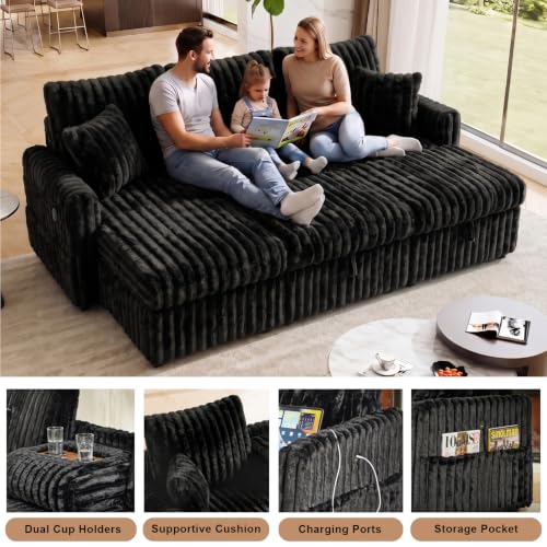 Image of KCGKCG 81 inch Sectional Sleeper Sofa Bed, Pull Out Couches for Living Room