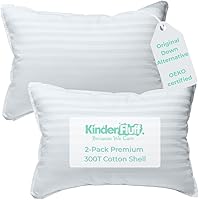 KinderFluff Toddler Pillows (2-Pack) XS 10x15in - 300TC Cotton Shell, Hypoallergenic Down Alternative Fill, Machine Washable for Kids 2+