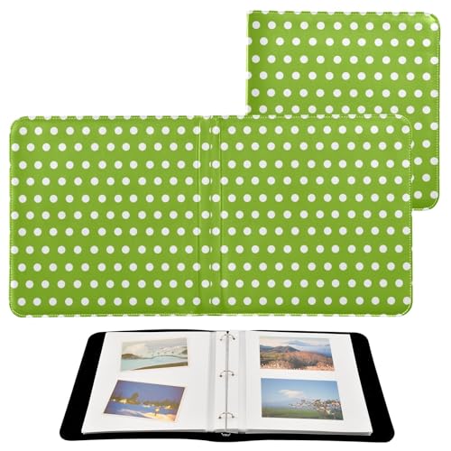 Álbum de fotos DIY adhesivo autocorrector Scrapbook álbum lunares verde blanco encuadernación de 3 anillos libro de fotos 40 páginas 8x10 para memoria miniatura 2