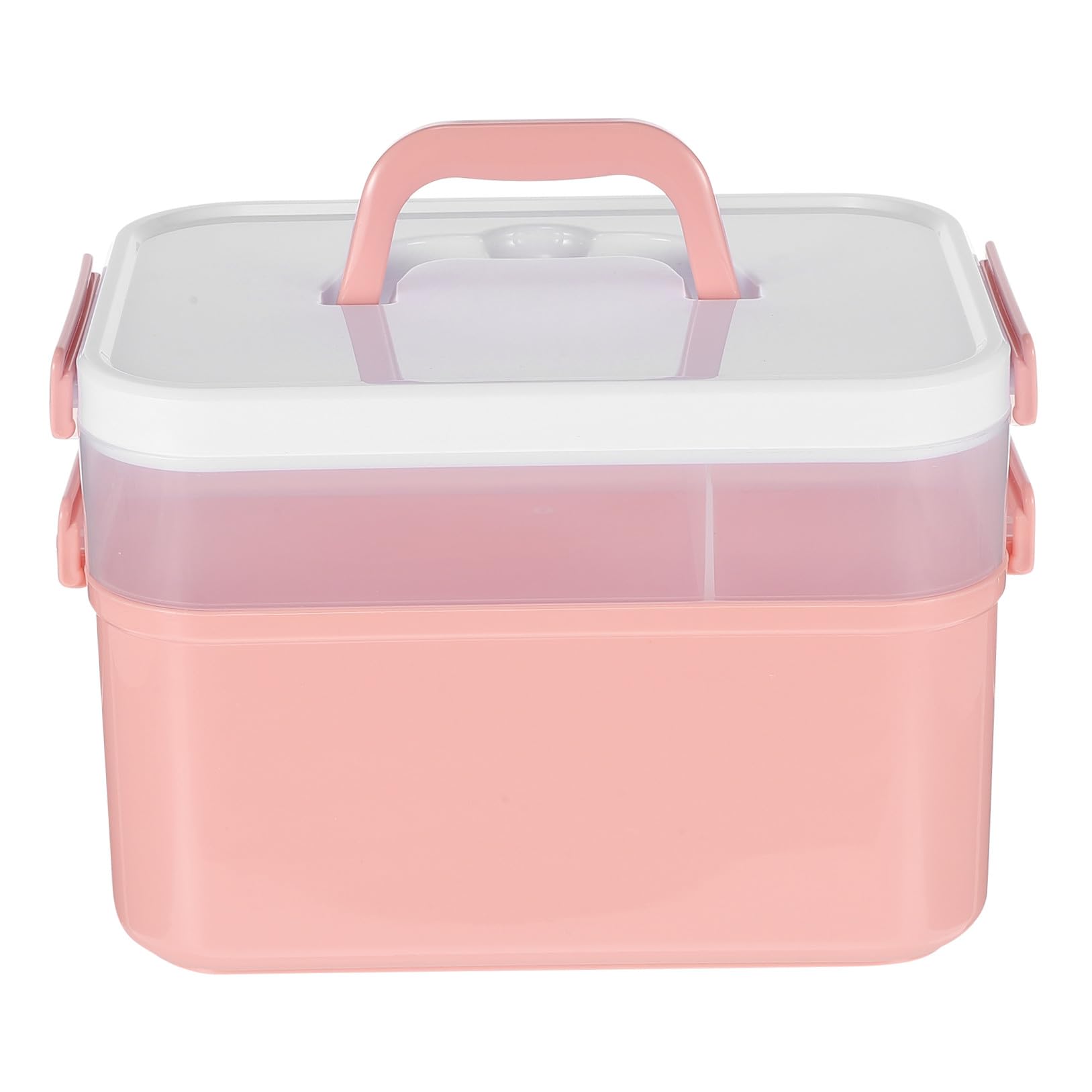 Healeved Scatola Organizer per Smalti e Accessori per Unghie, Cassetta Portatile a 2 Livelli in Pp Rosa per Casa e Uscite