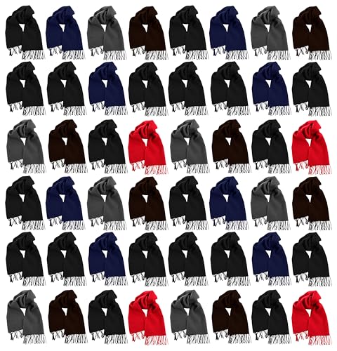 48 Pack Winter Scarves, Warm Winter Fleece Scarf Bulk Wholesale Donation Unisex Men Women