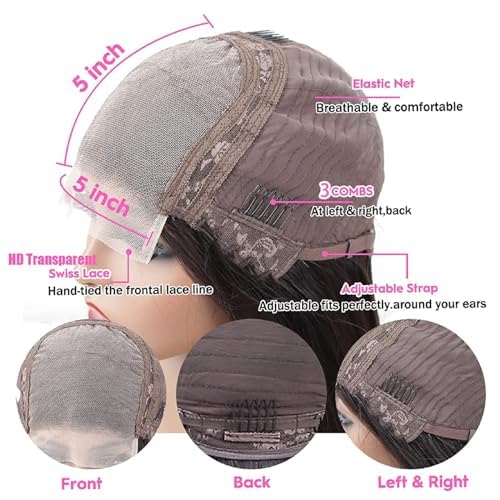 Miniatura 2 de Ksfull Pelucas de cabello humano rizado profundo con encaje frontal, pelucas de cabello humano húmedo y ondulado (pelucas de cierre de encaje de