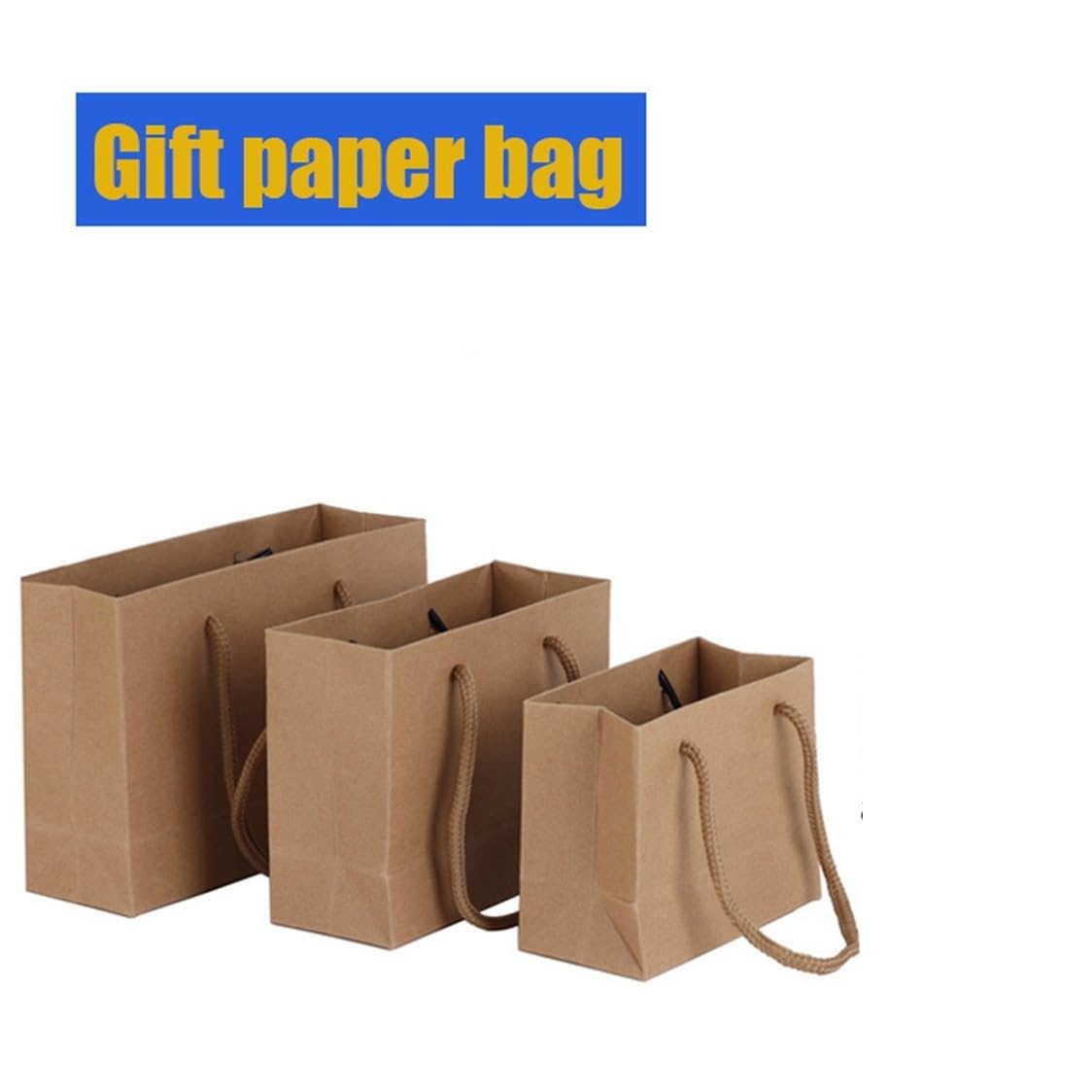 10 Uds. Bolsas pequeñas de regalo Kraft Color negro, blanco y rosa con asas cuerda for envolver regalos fiesta, bolsas embalaje papel Para Fiestas(White,13x19x6cm)
