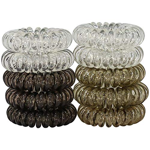 URBEST Hair Coils, Tie Hair, Spiral Hair Ties,Phone Cord Hair Ties, Elastics Hair Tie, No Crease Hair Ties, Coil Ponytail Holder (Grey)