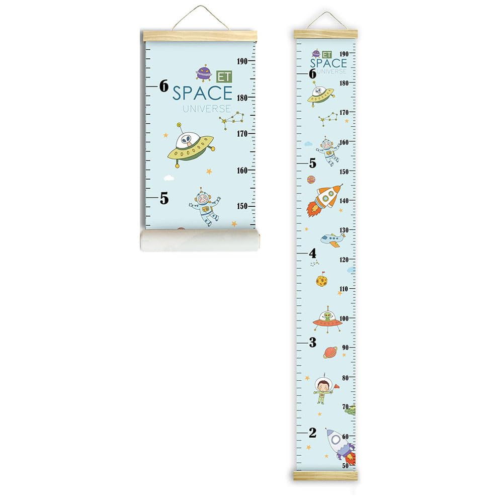 Children Growth Height Chart, Wooden Hanging Ruler Wall Chart Measuring Bar for Girls Boys Bedroom Children's Room (E,20X145cm)