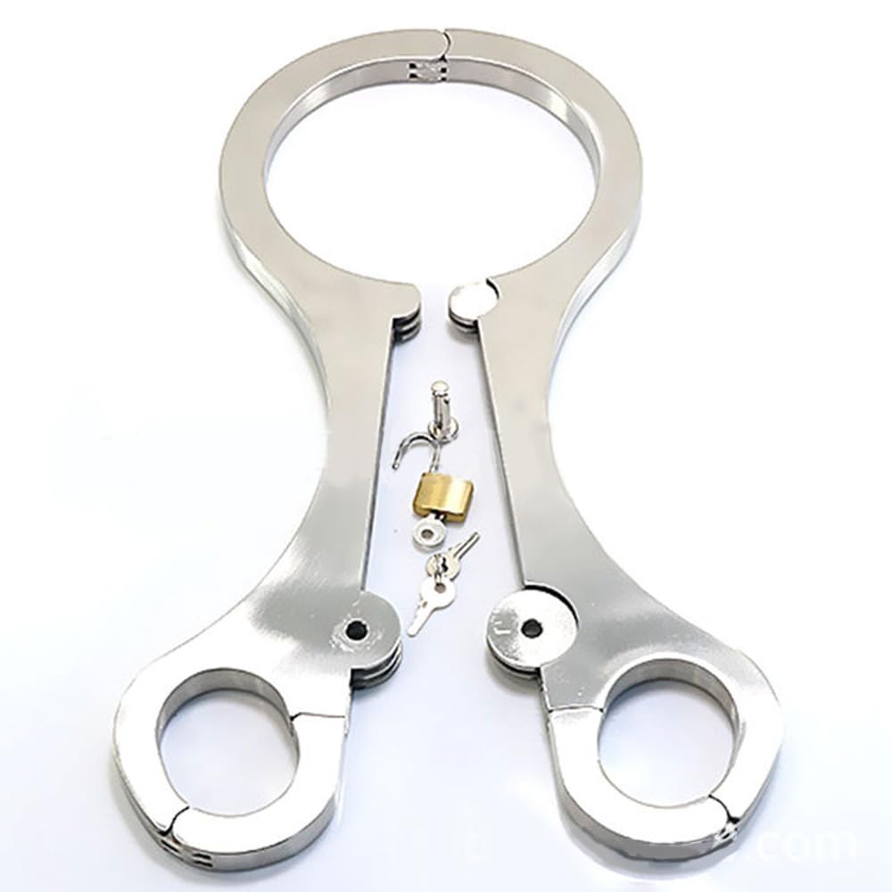 Extrem Bondage Set Edelstahl Bdsm 2 in 1 Sex Spreizstange Halsband Handschellen Sm Sexhalsbänder Schandgeige Restraint System Fesselset Fetish Sklave Erotik Sexspielzeug Für Männer Frauen Paare