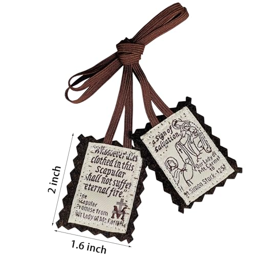 TALPGOD Brown Scapulars, 3 Pack Bulk Catholic Necklaces, Mount Carmel, Home Protection, Mexican Decor2