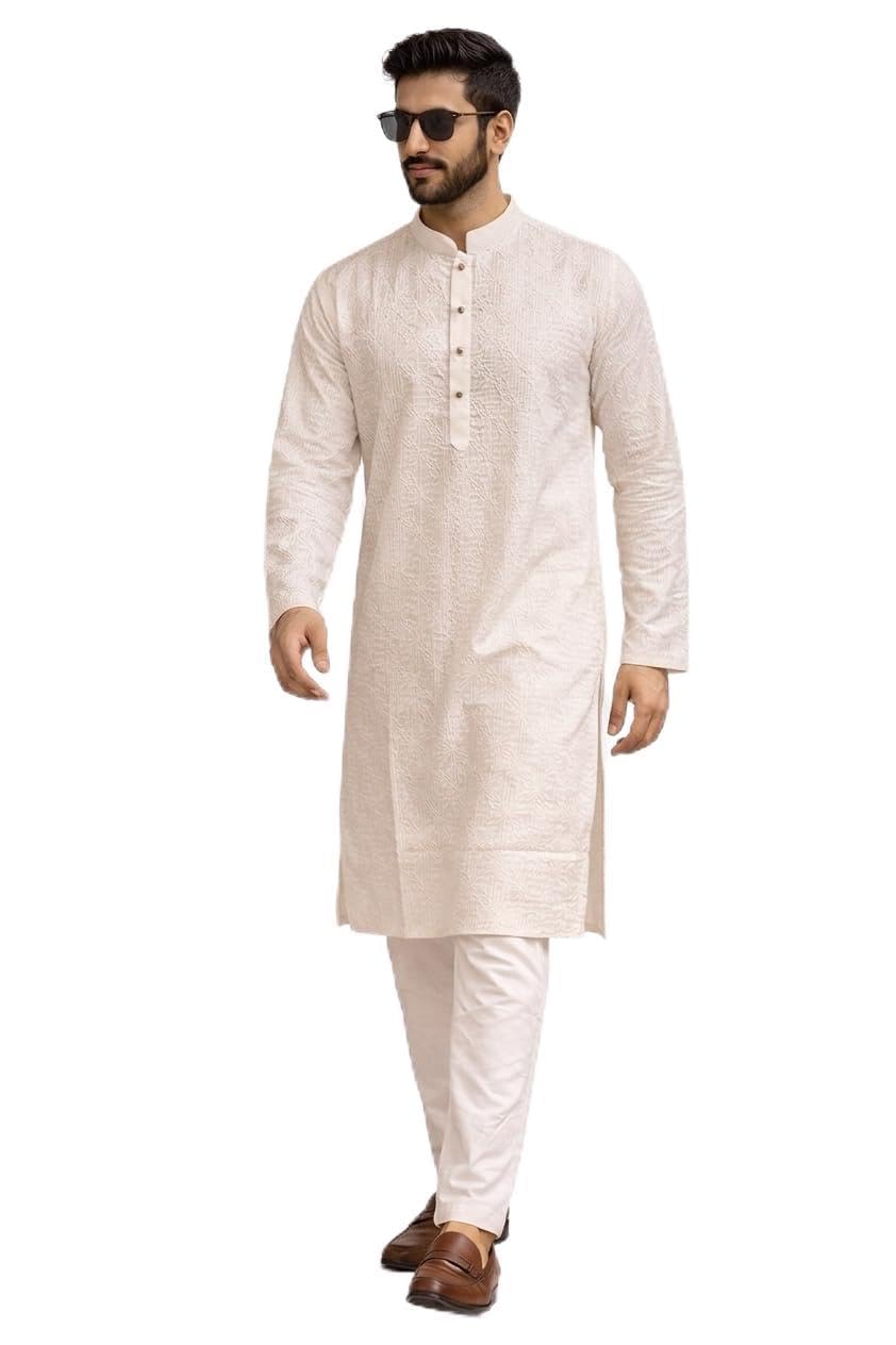amazon brand - tavasya Men Rayon Blend Geometric Regular Embroidered Sequins Straight Kurta | Ethnic Wear-picture-36