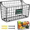 Prizoi wall mount wire basket metal wall mounted basket for storage hanging wall fruit basket black  urban country home decor