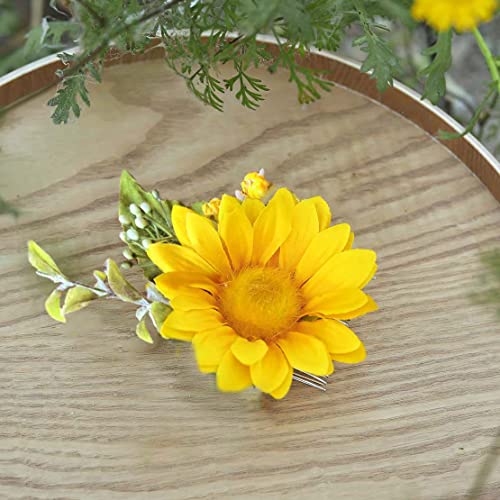 Fangsen Silver Wedding Sunflower Hair Comb Bride Hair Accessories Yellow Flower Pearl Bridal Headpiece Decorative For Women And Girls (#A-01) #TOP3