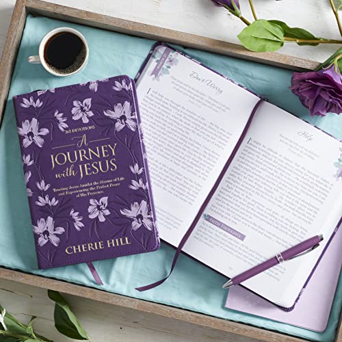 Image of A Journey with Jesus 365 Devotions for Women, Purple Floral Faux Leather Flexcover