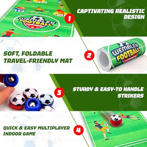Image of Wembley Striker Board Games Toys for 4+ Year Boy| Flick & Score Kids Activity Engaging Travel Friendly Foldable Mat Indoor Game| Gift Toys for Boys 7-14 Years with 6 Coin Balls