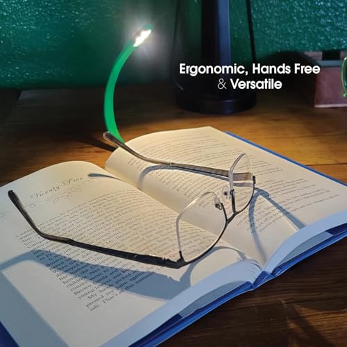 Image of The Original Mighty Bright Recharge Clip On Rechargeable Book Light Reading Light, Warm Eye Care LEDs, Flexible, Durable, Dimmable, Perfect for Kids, Bookworms, Reading in Bed, Lasts 60 Hours (Green)