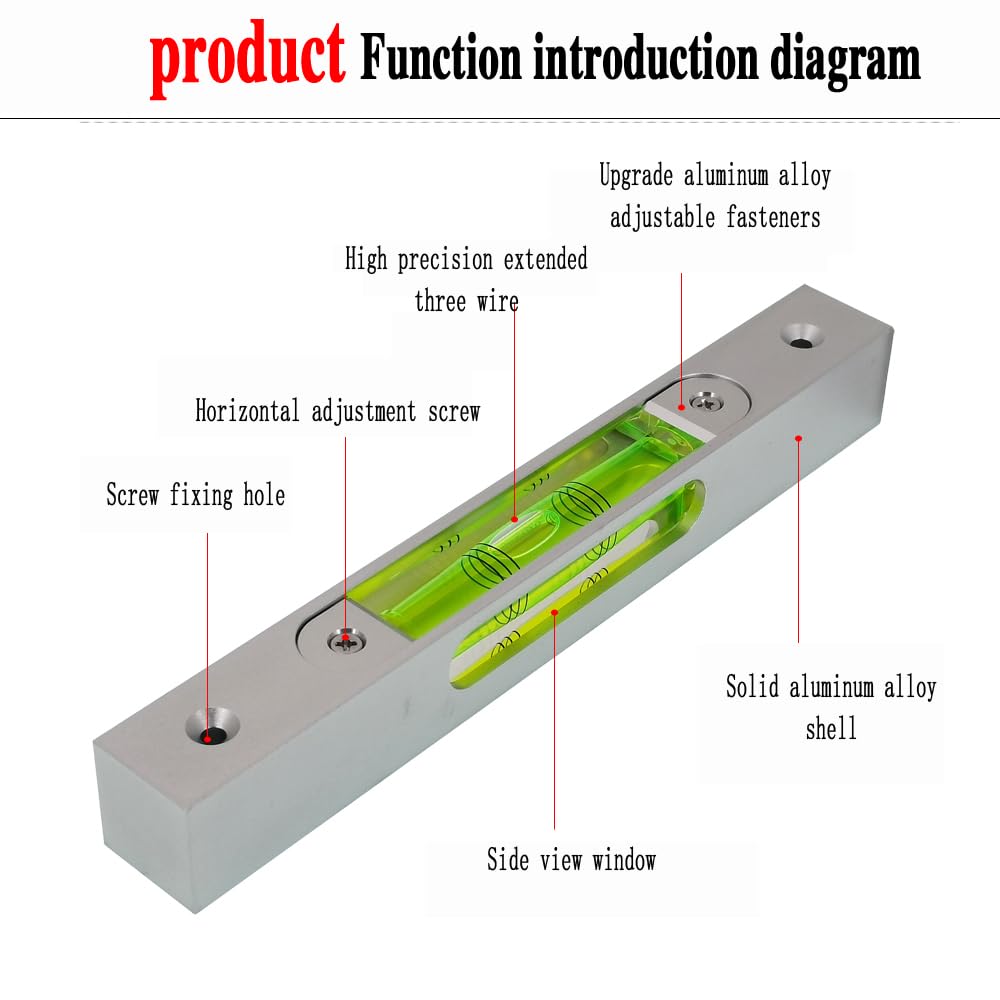 Alta precisione in lega di alluminio metallo livello regolabile bolla piccola barra quadrata luminosa lunghezza magnetica 180 foro passo 150MM