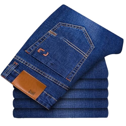 Men's Stretch Jeans Business Casual Slim Fit Denim Pants Black Blue Trousers Jeans Male