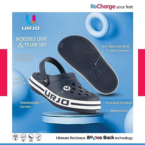 Image of URJO Streak Kid's Clogs /Sandals with Adjustable Back Strap Ultra Soft & Flexibility Anti Skid Comfortable Waterproof Daily Mules Clogs /Sandals Boy's & Girl's
