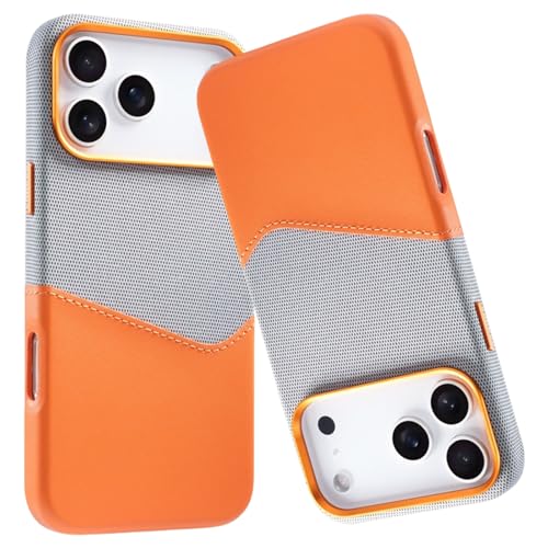 Protection appareil photo iPhone 17 Pro Max en cuir et tissu fin compatible MagSafe