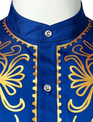 ZEROYAA Men's Africa Suit Long Sleeve Print Dashiki and Pants Outfit Traditional 2 Piece Set4