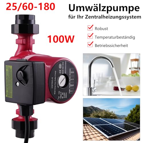 Umwälzpumpe Heizung 220V, RS25-6/180, Heizungspumpe mit 3 Leistungsstufen (46/85/100w), Zirkulationspumpe...