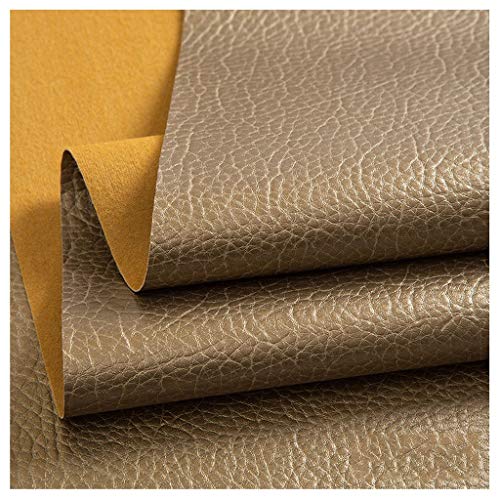Vinilo Polipiel para Tapizar, Tela de Cuero Acolchado Manualidades, Cojines o Forrar Objetos. Venta de Polipiel por Metros para la Decoración Interior Del Asiento(Dark gold,1.4X3m)