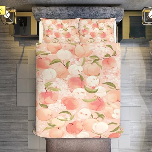 Juego de ropa de cama con diseño de frutas microfibra suave rosa 8