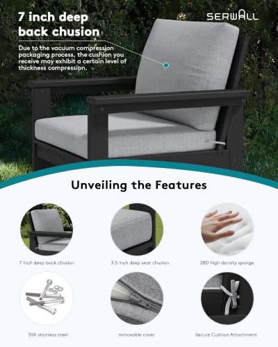 Image of SERWALL HDPE Patio Conversation Set with Side Table