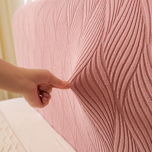 Image of HOMETHREADS Stretchable Lycra /Velvet Headboard Cover | Soft, Dust-Proof & Wrinkle-Resistant Bed Back Protector | Fits Leather, Wooden & Fabric Bedsides | for 2ft to 3.3ft Beds (Pink,90x65cm)