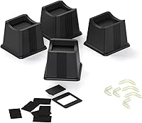 Vista 8 de Paquete de 4 elevadores ajustables para muebles de cama que elevan 3 pulgadas de altura, bloques rectangulares resistentes para sofá, silla, patas