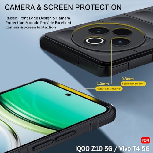 Image of TheGiftKart Liquid Silicon Back Cover Case for iQOO Z10 5G / Vivo T4 5G | Shockproof Military Grade Protection | Micro-Fibre Cloth On Inner Side | Built-in Anti-Slip Grip for Back Cover (TPU, Black)