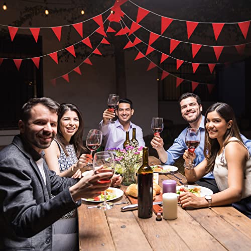 Image of Tatuo 200 Feet Solid Pennant Banners Flags String Triangle Hanging DIY Bunting Flags Party Decorations for Grand Opening Party Banners for Kids Birthday, Shops (Red)