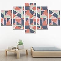 SIGNWIN 5 Panel Canvas Wall Art Modern Art Contemporary Dramatic Geometric Mixed Media Multicolor Patterns for Home Decorations Ready to Hang - 60