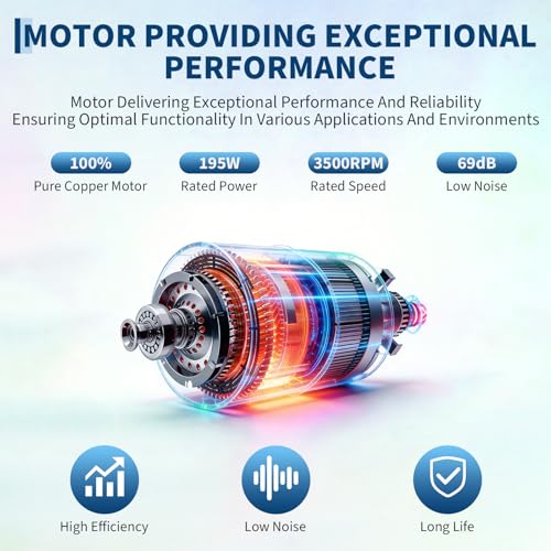 Ventilador Extractor Industrial Portátil de 8 pulgadas, con Manguera Flexible de 16,4 pies, Ventilador de Extracción/Aire para Sótanos, Talleres y Almacenes, 1100 CFM y Bajo Ruido miniatura 6