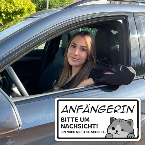 Auto-Magnet-Schild Anfängerin! Katze I 20 x 10 cm I Fahranfänger-in I kfz768