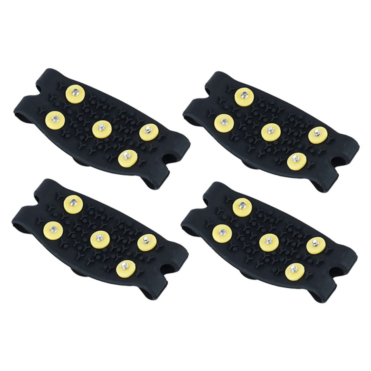 COLLBATH Crampones para Niños Púas Antideslizantes, Funda TPE Flexible para Zapatos, Cubiertas Antideslizantes Amarillas, 2 Pares, Uso Exterior Invierno Nieve y Montaña