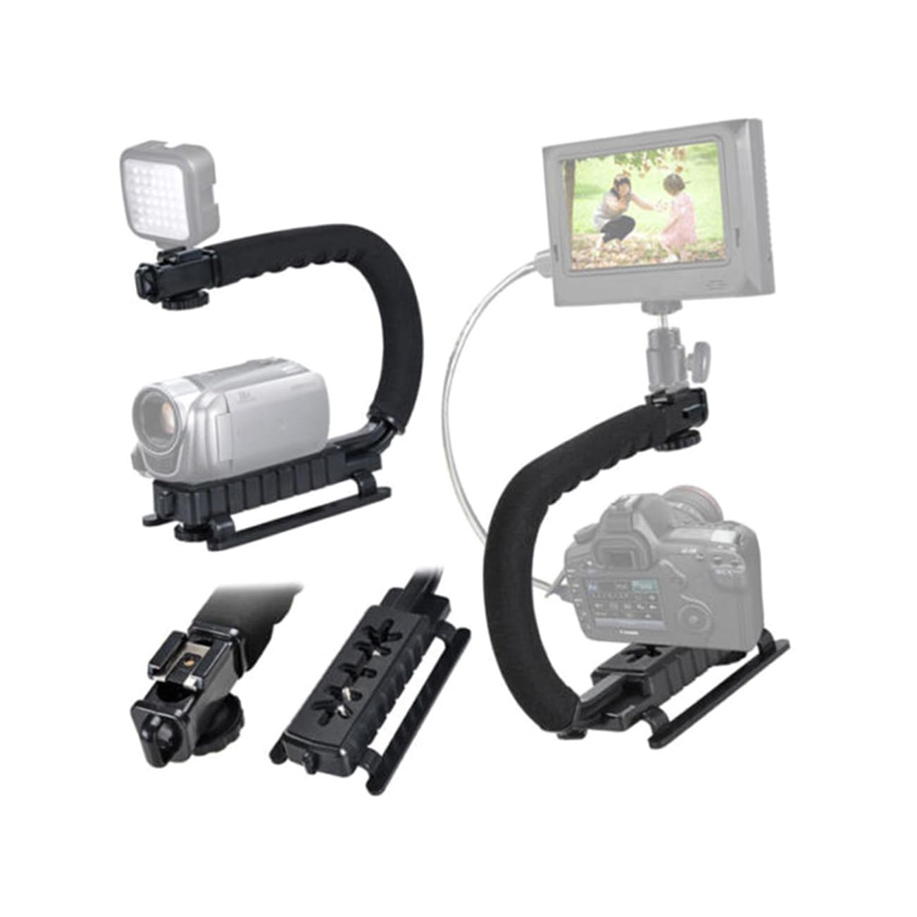 Stabilizzatore per Fotocamera C e U, Supporto Portatile Nero | Impugnatura Manuale per Riprese a Bassa Angolazione, Viaggio, Plastica e Spugna