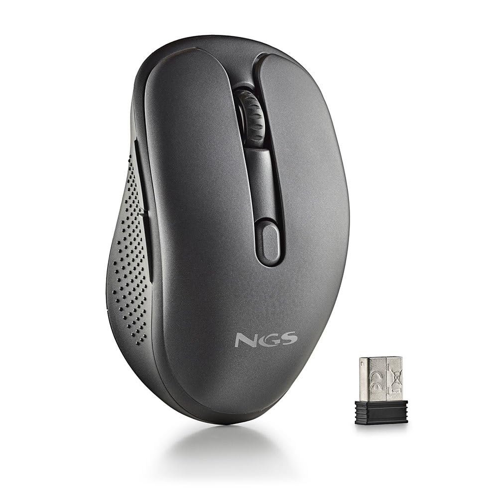 NGS | EVO Peep Rechargeable Wireless Laser Mouse, Multimode 2.4 GHz + Bluetooth 5.1, USB-A, Silent Buttons, Adjustable dpi 1200/1600/2400/3200, Right-handed Ergonomics, Laser Sensor