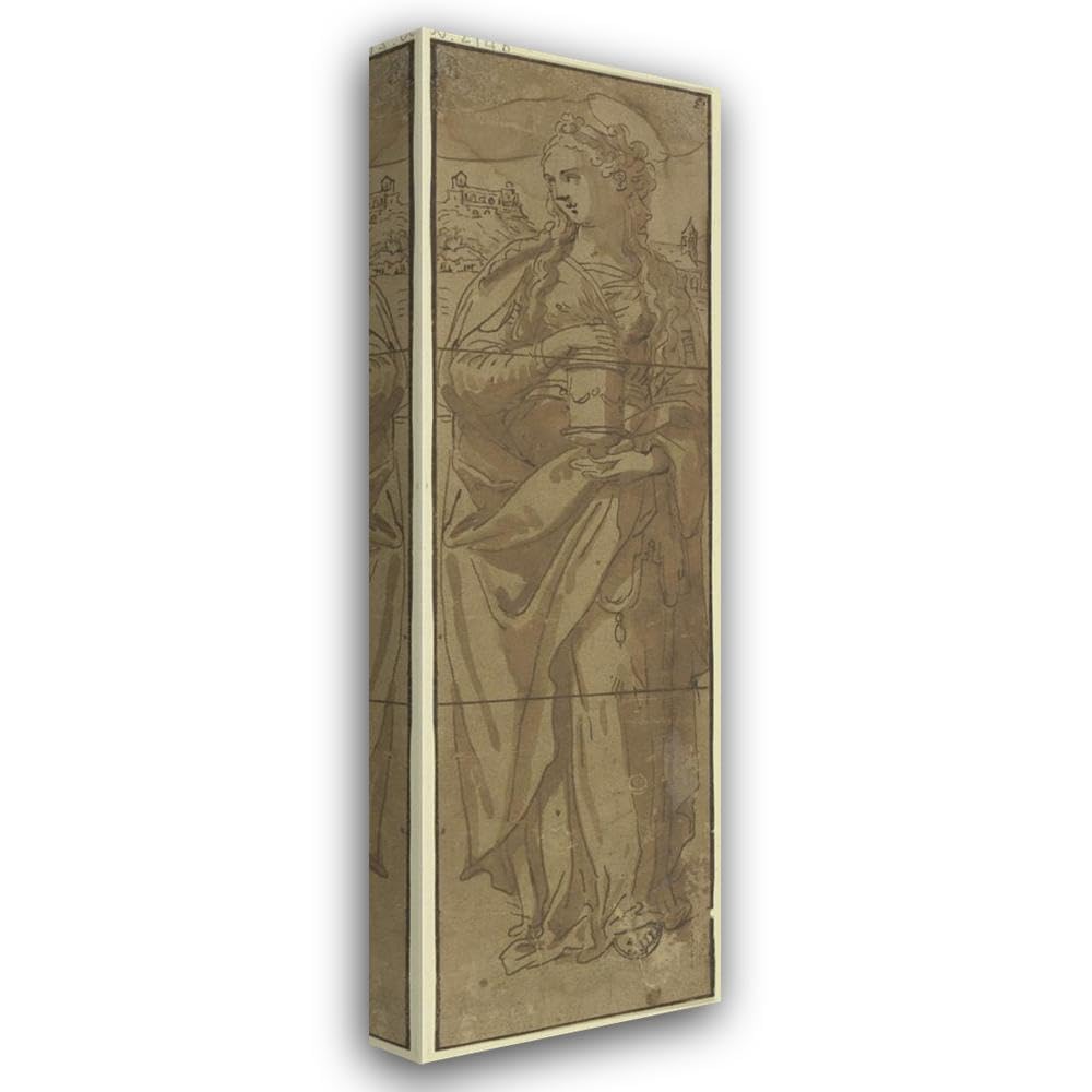 Maerten De Vos 14x48 Huge Gallery Wrapped Canvas Museum Art Print Titled Saint Mary Magdalene with the Ointment