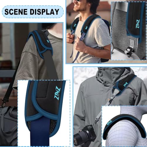 Image of ZINZ 2-Pack Universal Shoulder Pad with Ultra Thick Cushion for Bag Luggage Bag Crossbody, Plus Long & Anti-Slip & Breathable,Black-Blue Edge