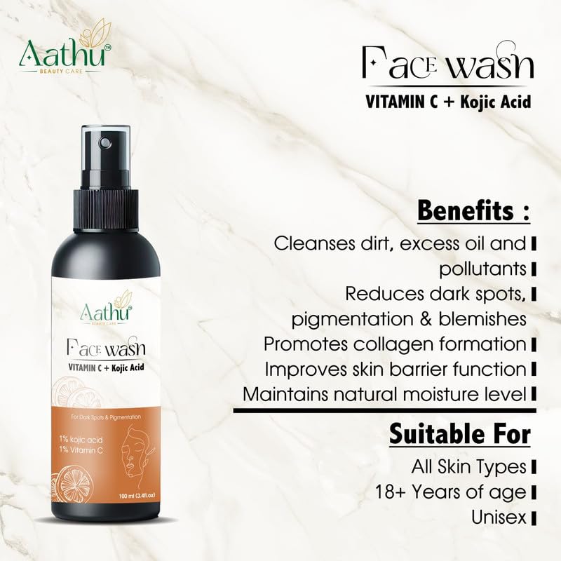 Aathu Face Wash As Vitamin C Andkojic Acid (Pack 2) | White |200g | Scented | For Personal Care and Use 3