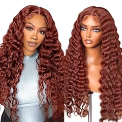 reddish brown deep wave lace front wig