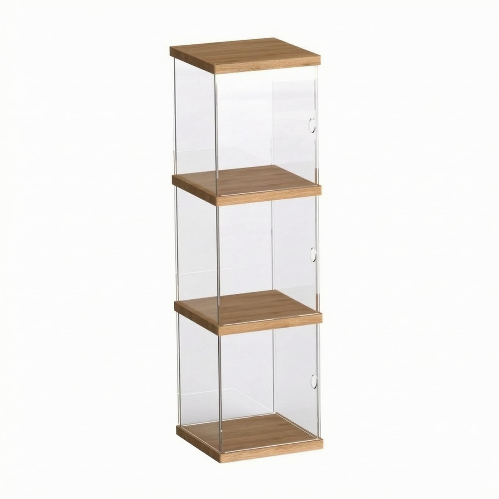 Almencla Espositore per Modellini Salvaspazio, Espositore A Tre Livelli con Struttura in Legno E Pannelli Trasparenti, Altezza 530 Mm
