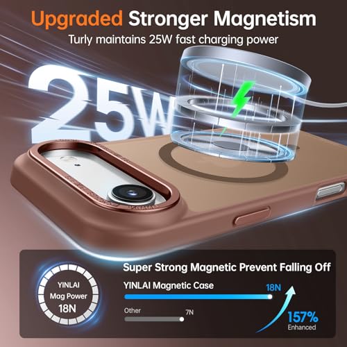 Image of YINLAI for iPhone Air Case 6.5-inch,Magnetic Compatible with MagSafe, Slim Matte Anti-Fingerprint, Shockproof Full Body Military Grade Protection for iPhone Air Cover, Brown
