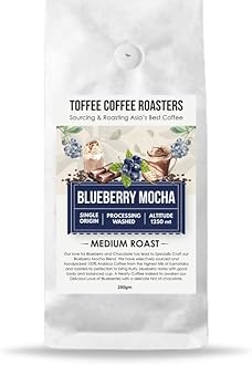 Toffee Coffee Roasters | Blueberry Mocha Coffee | Speciality Blend Coffee | 100% Arabica Medium Roast | Grounded Coffee Notes: Fruity & Blueberry Notes | Grind: Aeropress| Freshly Roasted Coffee | 500 g
