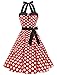 Dressystar Vintage Polka Dot Retro Cocktail Prom Dresses 50's 60's Rockabilly Bandage Red White Dot M