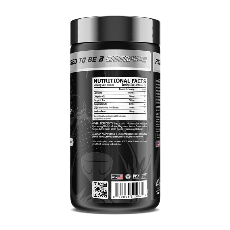 Image of Nitric Oxide | Promotes Nitric Oxide Production | with Citrulline, Arginine, Pine Bark Extract | Pumps, Performance, & Vascularity | 120 Tablets