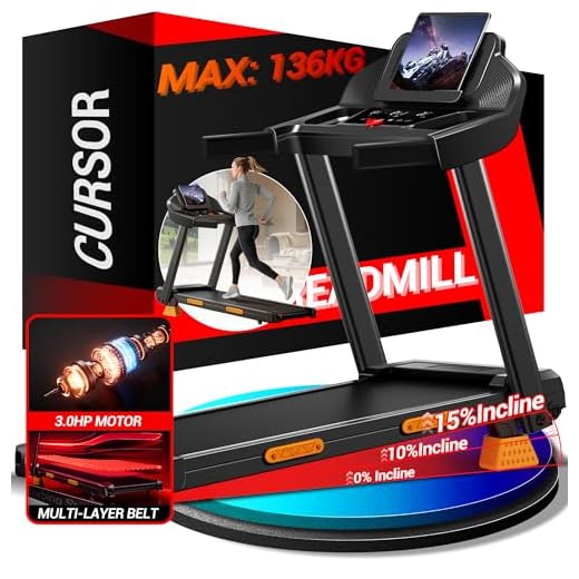 CURSOR Cinta de Correr Plegable con Inclinación, Cinta de Andar Plegable,Caminadora Electrica para Casa Equipado con un Motor de 3,0 CV y Pantalla LED,Máximo 136KG