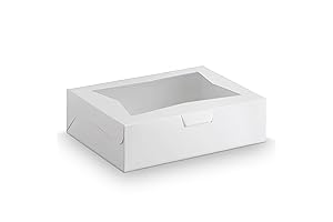 Large Full-Sheet Cake Board and Box with Window (19x14x4 Inches, White, 10 Pack)